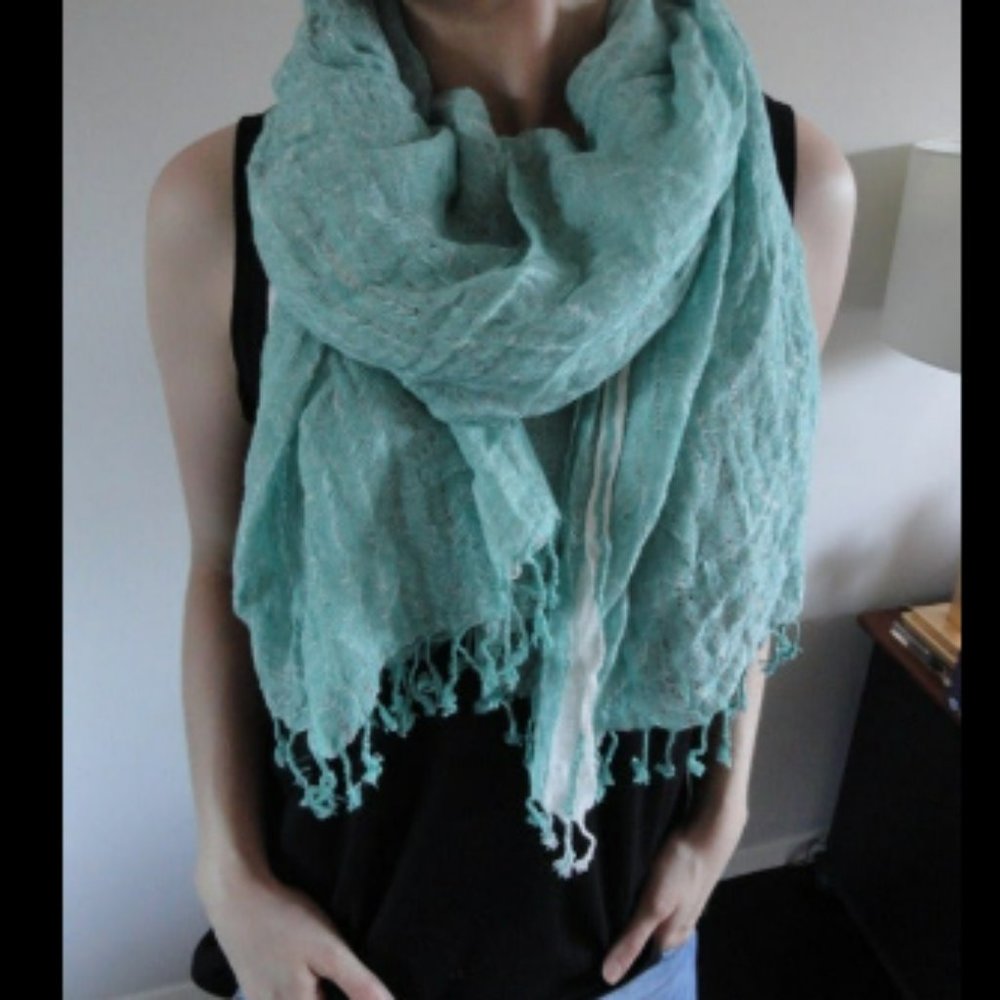 Aqua Linen Scarf